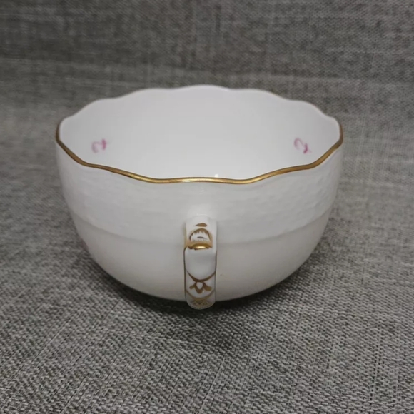 Herend 724 Chinese Bouquet Raspberry Pink Coffee Tea Flat Cup & Saucer Set - Picture 7 of 11